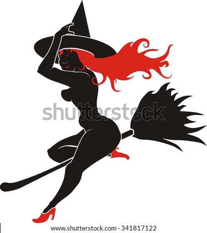 Sexy Witch On Broomstick Hat Stock Vector 341817122 Shutterstock
