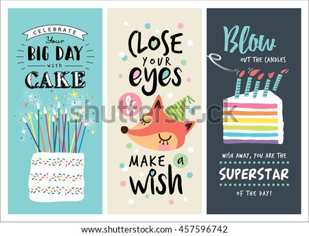 Set of birthday greeting cards design Set of birthday greeting cards design