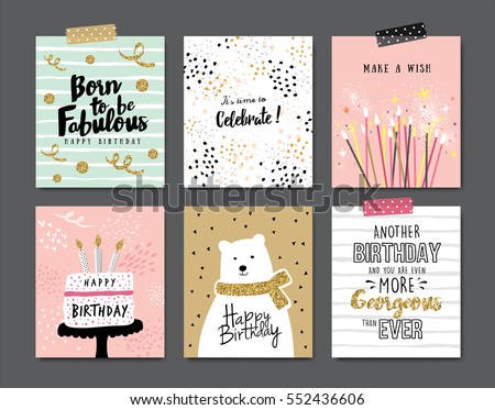 Set of birthday greeting cards design Set of birthday greeting cards design