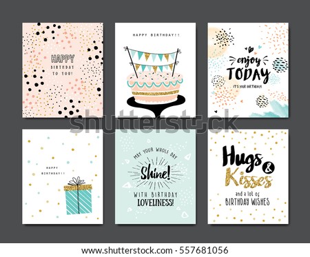 Set of birthday greeting cards Set of birthday greeting cards