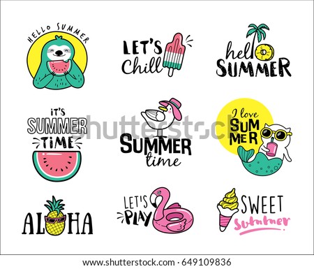 Set of summer icons and design elements Set of summer icons and design elements