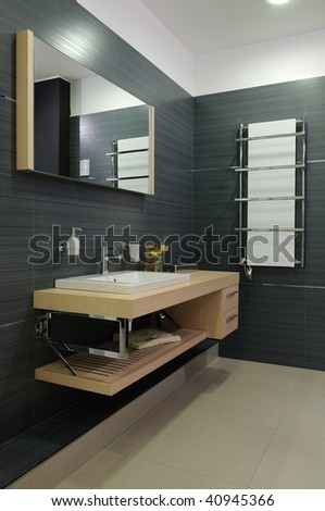 Modern Grey Bathroom Stock Photo 21628984 - Shutterstock