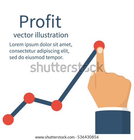 Profit concept, growing business graph. Businessman manages financial growth graph. Template investment. Vector illustration flat design. Finger up holding chart arrow. Profit concept, growing business graph. Businessman manages financial growth graph. Template investment. Vector illustration flat design. Finger up holding chart arrow.