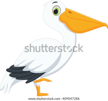 Cartoon Pelican Eating Fish Vector Illustration Stock Vector 96874834 