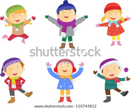 Collection Happy Children Different Positions Stock Vector 145996172 