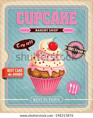 vintage cupcake stock  poster vector design display Vintage cupcake  ideas
