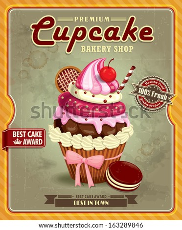 vector vector stock poster cupcake  vintage Cupcake  design Vintage