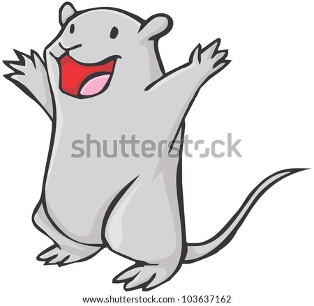 Happy Gerbil Cartoon - stock vector