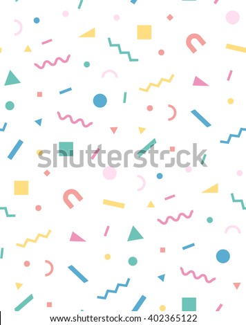Bright geometric pattern in the style of the 80's 90's for the cover design, background, cover, fabric, fashion. Holiday repeating pattern - stock vector Bright geometric pattern in the style of the 80's 90's for the cover design, background, cover, fabric, fashion. Holiday repeating pattern - stock vector