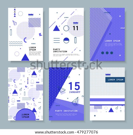 Set abstract invitation with geometric shapes. Covers for books, postcards, notebooks, cover magazines. Hipster posters. Set abstract invitation with geometric shapes. Covers for books, postcards, notebooks, cover magazines. Hipster posters.