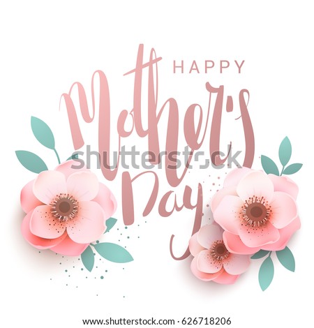 Happy Mother's Day elegant inscription lettering. Greeting card with flowers in pink tones. Vector illustration. Happy Mother's Day elegant inscription lettering. Greeting card with flowers in pink tones. Vector illustration.