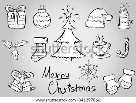 Christmas White Drawing Outline Tree Stock Photos, Images, &amp; Pictures | Shutterstock