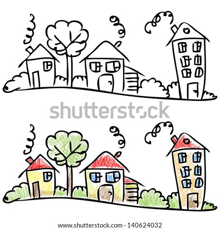 Row of Houses Clip Art