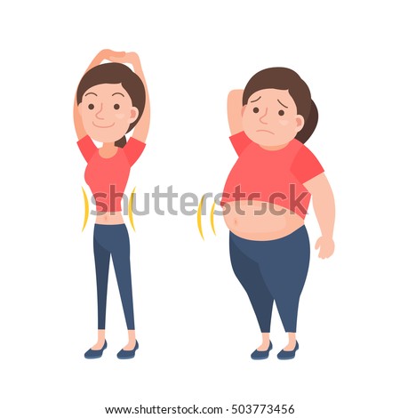 Before and after weight loss fat and slim woman on a white background vector illustration Before and after weight loss fat and slim woman on a white background vector illustration