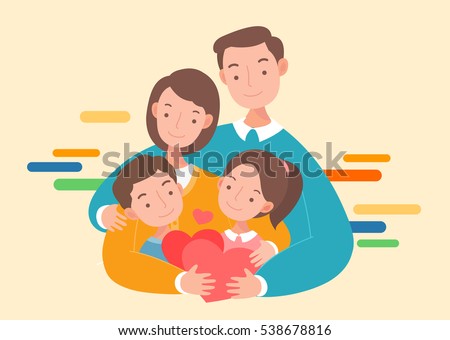 Happy parents and kids. Mother and father with children. Happy parents and kids. Mother and father with children.
