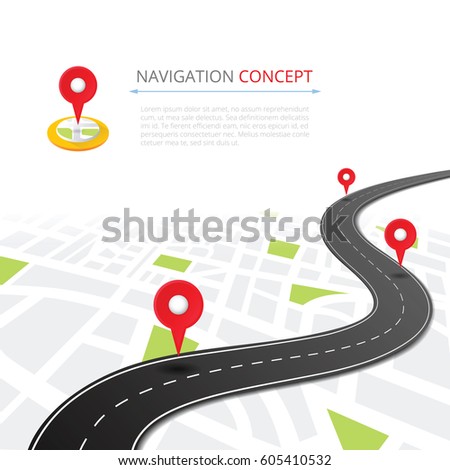 Navigation concept with pin pointer vector illustration. Cartography mapping, ui pinning, discovery, geotag, tourism geolocation. GPS navigation system banner. Location pin on perspective city map. Navigation concept with pin pointer vector illustration. Cartography mapping, ui pinning, discovery, geotag, tourism geolocation. GPS navigation system banner. Location pin on perspective city map.