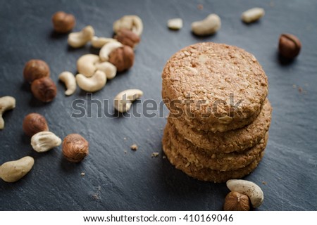 Image Result For Ginger And White Coffee Three Biscuits Stock P O Image stock photo whole grain cereal shortbread biscuits cookies stacked on black slate with cashew and hazel nuts 410169046 Ginger And White Coffee Three Biscuits Stock Photo Image