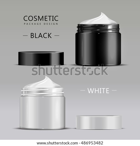 Elegant cream container set, 3D illustration cosmetic plastic bottle template for cream, gel. Elegant cream container set, 3D illustration cosmetic plastic bottle template for cream, gel.