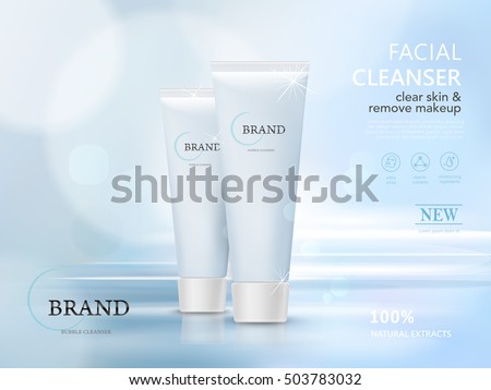 facial cleaner blank package model, 3d illustration for ads or magazine facial cleaner blank package model, 3d illustration for ads or magazine