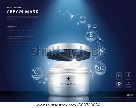 whitening cream mask blank package model, 3d illustration for cosmetic ads or magazine whitening cream mask blank package model, 3d illustration for cosmetic ads or magazine
