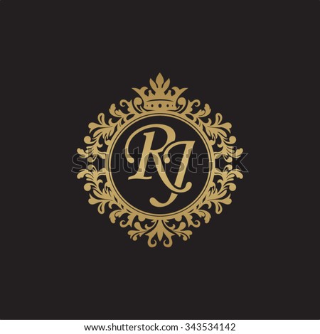 Rj Initial Luxury Ornament Monogram Logo Stock Vector