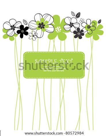 card with vector stylized flowers - stock vector