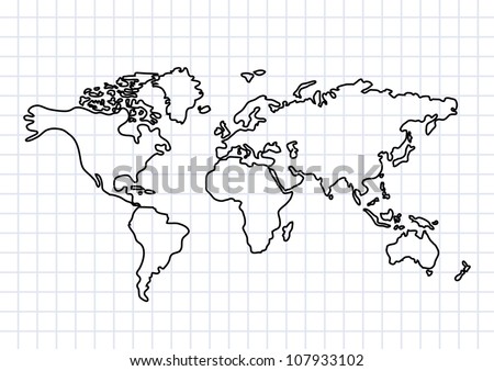 Stock Vector Drawing Of Map On Squared Paper 107933102 