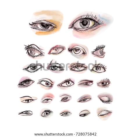 Set Eyes Positions Front View Right Stock Vector 250156114 - Shutterstock