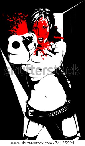 My Insomnia thread, part duex - Page 7 Stock-vector-vector-illustration-of-a-beautiful-woman-holding-a-gun-76135591
