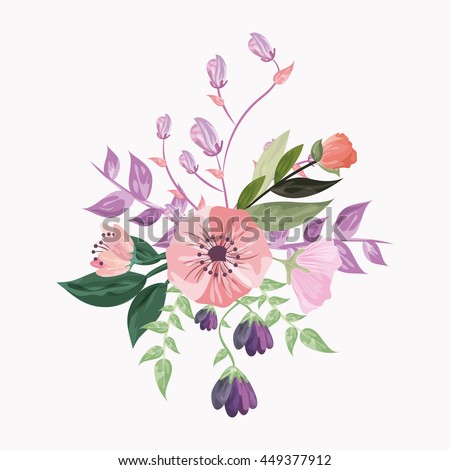 Color Illustration Flowers Watercolor Paintings Stock Illustration