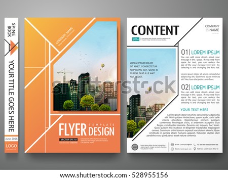 Portfolio design template vector. Minimal brochure report business flyers magazine. Abstract orange square cover book poster presentation. City concept in A4 size layout. Portfolio design template vector. Minimal brochure report business flyers magazine. Abstract orange square cover book poster presentation. City concept in A4 size layout.