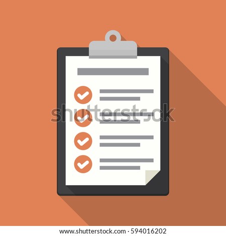 Clipboard with checklist icon. Flat illustration of clipboard with checklist icon for web Clipboard with checklist icon. Flat illustration of clipboard with checklist icon for web