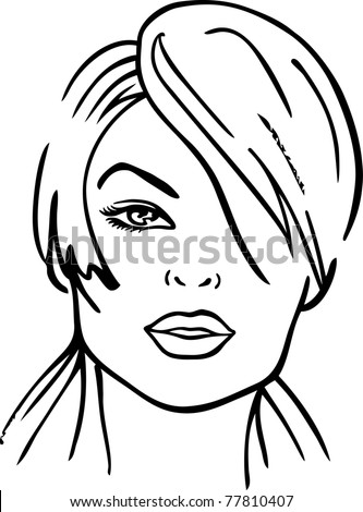 Womens Outlined Face Vector Stock Vector 77810407 - Shutterstock