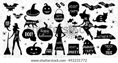 Halloween Silhouettes.Halloween Witch,Halloween pumpkin,Halloween black cat. Halloween elements. Halloween party. Halloween spider sticker.Trick or treat.Halloween party.Halloween monster.Halloween. Halloween Silhouettes.Halloween Witch,Halloween pumpkin,Halloween black cat. Halloween elements. Halloween party. Halloween spider sticker.Trick or treat.Halloween party.Halloween monster.Halloween.