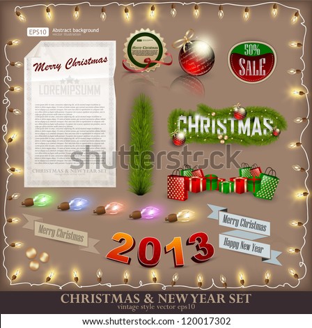 Christmas decoration collection. Set of calligraphic and typographic ...