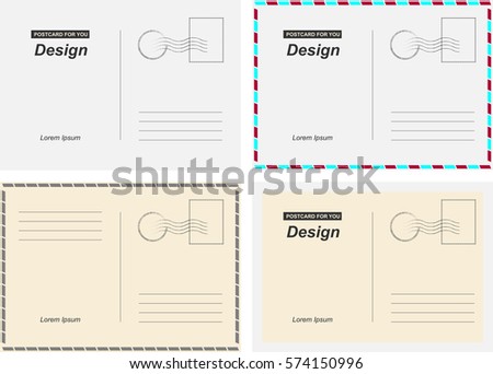 Set vector postcards. Postal card for travel. Template design for your cards. Set vector postcards. Postal card for travel. Template design for your cards.