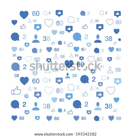 Pattern with social icons. Comments and likes. Flat vector background EPS 10 Pattern with social icons. Comments and likes. Flat vector background EPS 10