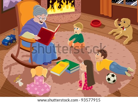 Grandmother: Granny is reading fairy tales to her grandchildren. No ...