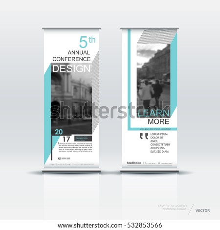 Blue roll up banner design brochure flyer vertical template, vector x-banner and street business flag-banner, cover presentation abstract geometric background vertical layout Blue roll up banner design brochure flyer vertical template, vector x-banner and street business flag-banner, cover presentation abstract geometric background vertical layout