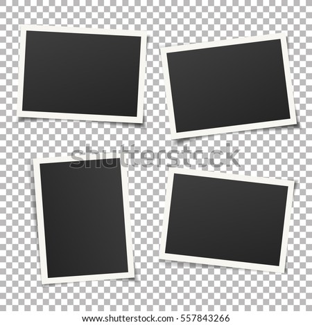 Set of template photo frames with shadow on transparent background. Vector illustration for your photos or memories. Scrapbook design. Set of template photo frames with shadow on transparent background. Vector illustration for your photos or memories. Scrapbook design.