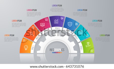 Vector circle chart template for infographics with 7 options. Vector circle chart template for infographics with 7 options.