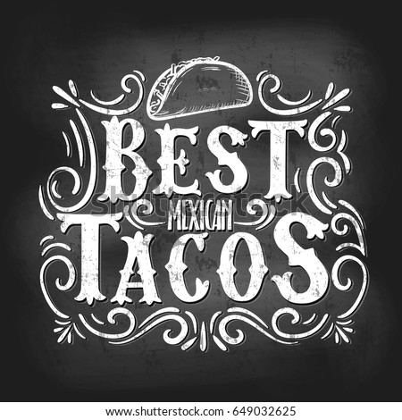 Retro Vintage Taco Poster Lettering Flourish Vector De Stock