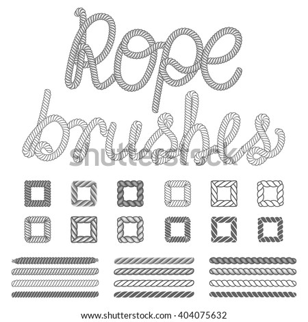 Rope nautical vector pattern brushes set. Rope pattern, nautical rope, design rope set - stock vector Rope nautical vector pattern brushes set. Rope pattern, nautical rope, design rope set - stock vector