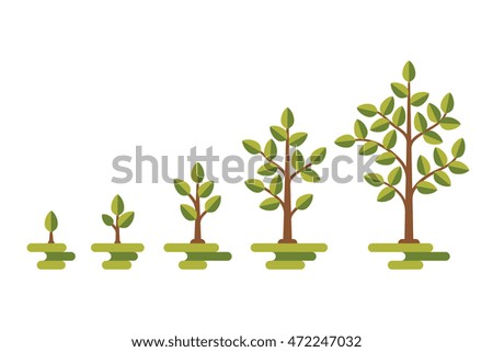 Green tree with leaf growth diagram. Business cycle development, vector illustration Green tree with leaf growth diagram. Business cycle development, vector illustration