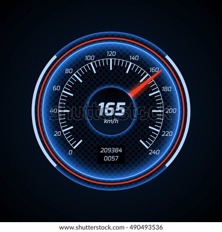 Realistic vector car speedometer interface. Dashboard panel for transport automobile illustration Realistic vector car speedometer interface. Dashboard panel for transport automobile illustration