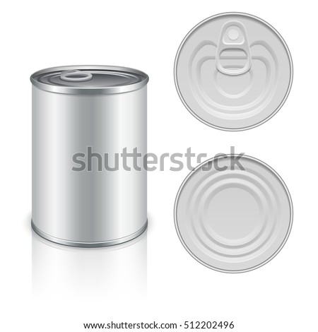 Canned metal packaging vector template for your design. Aluminum canned for food, steel package closed for storage illustration Canned metal packaging vector template for your design. Aluminum canned for food, steel package closed for storage illustration