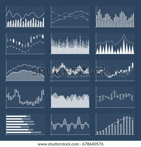 Financial candle stick graphs. Currency business and market charts vector set. Finance investment growth diagram information illustration Financial candle stick graphs. Currency business and market charts vector set. Finance investment growth diagram information illustration