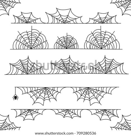 Halloween cobweb vector frame border and dividers isolated on white with spider web for spiderweb scary design Halloween cobweb vector frame border and dividers isolated on white with spider web for spiderweb scary design