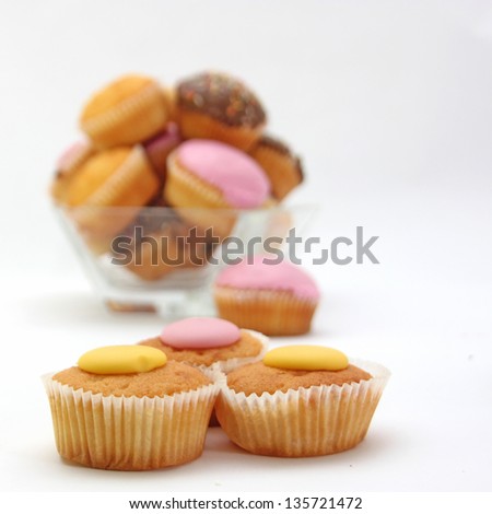 Selection, variety of fairy cakes or cup cakes - stock photo