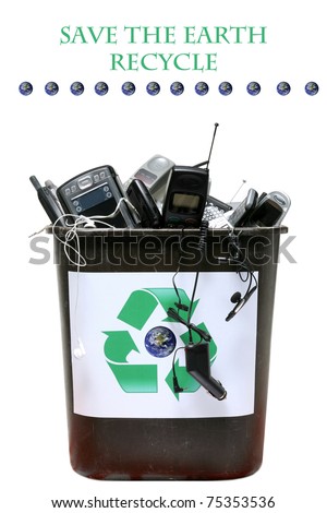 waste recycle filled bin electronic dated recycling computers phones cell shutterstock items related illustrations